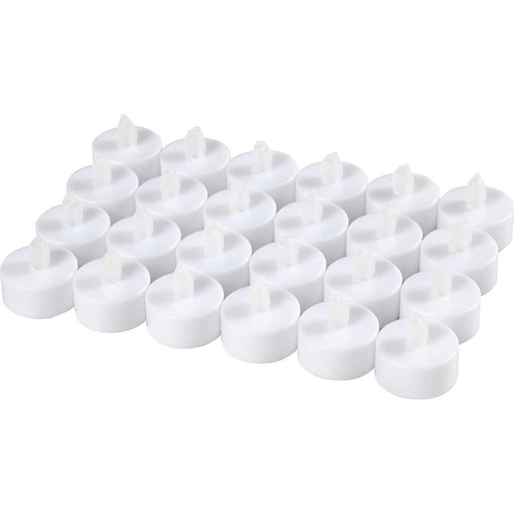 Bougies chauffe-plat LED, H : 35 mm, d 38 mm, blanc, 24 pièces/ 1 Pq. [HOB-52339]