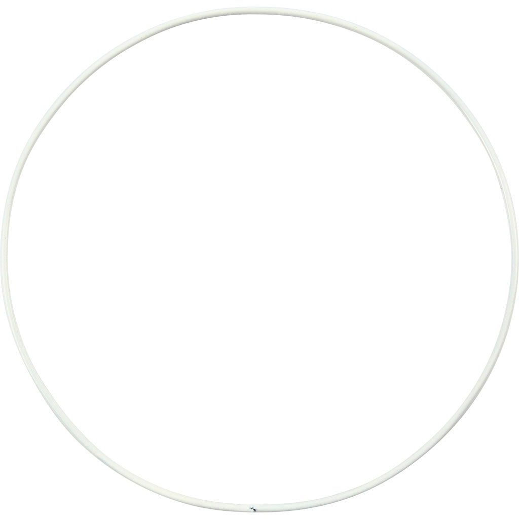 Metal Wire Ring, dia. 15 cm, thickness 2 mm, white, 10 pc