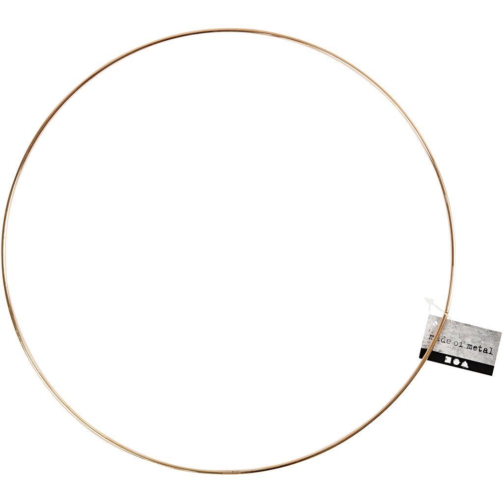 Anneau de fil métallique, d: 30 cm, ép. 3 mm, or, 1pièce [HOB52429]