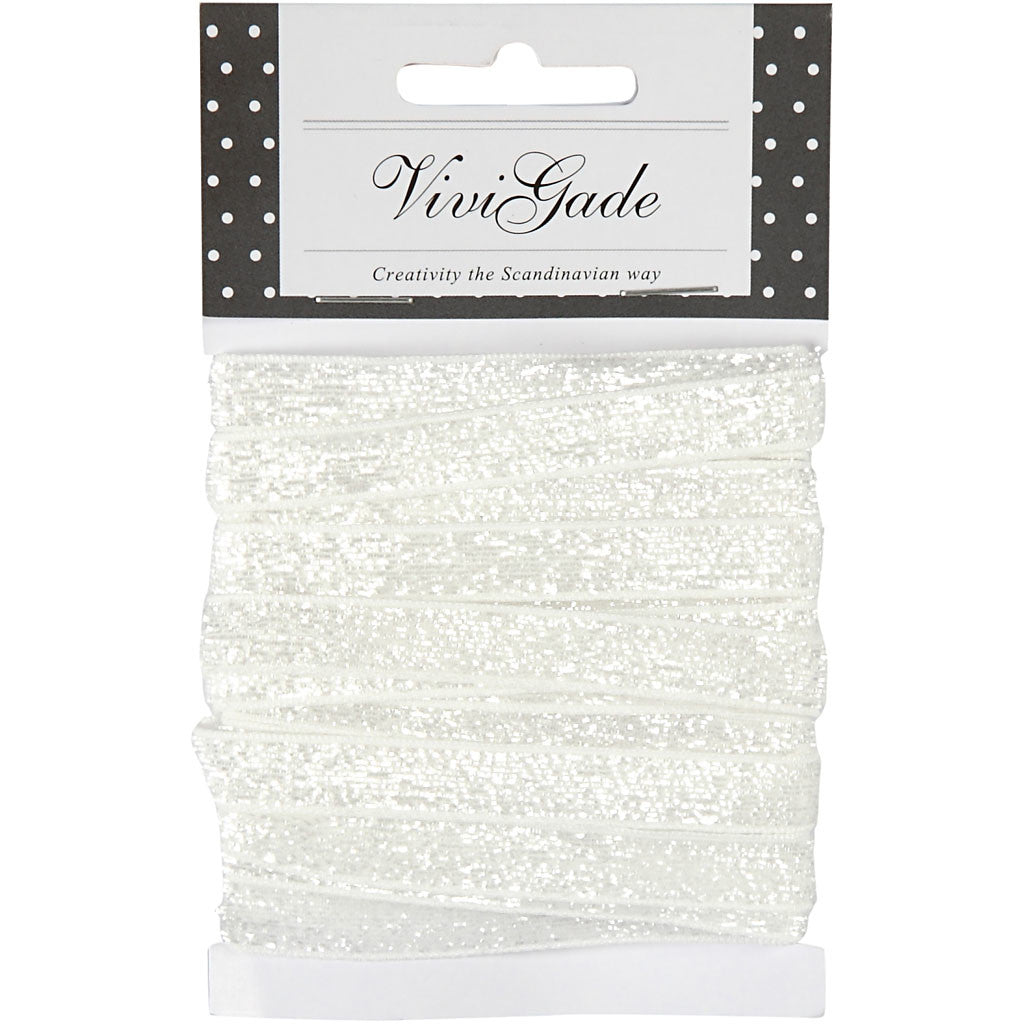 Ruban décoratif, L : 10 mm, blanc, 5 m/ 1 rouleau [HOB-52448]