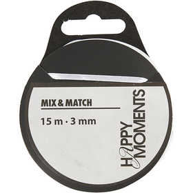 Ruban de satin, L : 3 mm, blanc, 15 m/ 1 rouleau [HOB-524501]