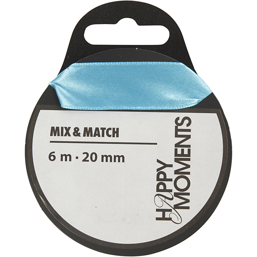 Ruban de satin, L : 20 mm, bleu clair, 6 m/ 1 rouleau [HOB-524716]