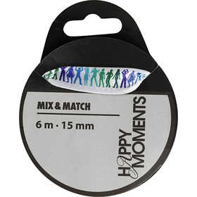 Ruban de satin avec impressions, L : 15 mm, bleu clair, 6 m/ 1 rouleau [HOB-525008]