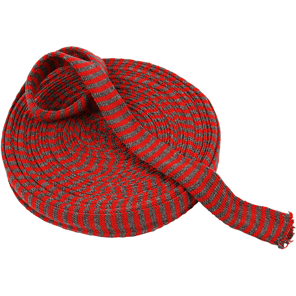 Tricot tubulaire, L : 30 mm, cerise/gris, 10 m/ 1 rouleau [HOB-53131]