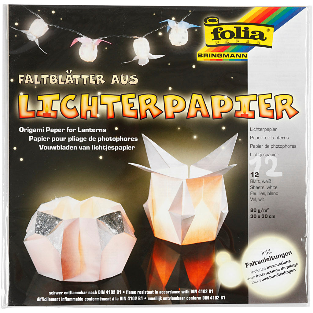Origami-Papier, feuille 30x30 cm, 80 gr, blanc, 12 flles/ 1 Pq. [HOB-536151]
