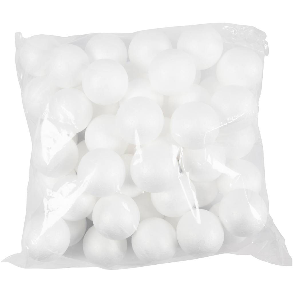 Boules en polystyrène, d 5 cm, blanc, 50 pièces/ 1 Pq. [HOB-543041]