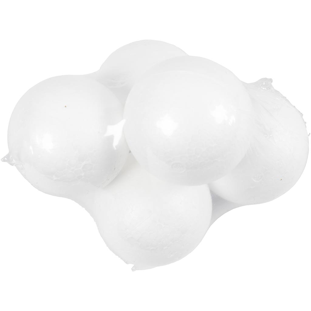 Boules en polystyrène, d 8 cm, blanc, 5 pièces/ 1 Pq. [HOB-543080]
