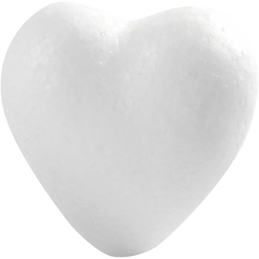 Heart, H: 6 cm, D. 3 cm, W: 6 cm, white, 50 pc