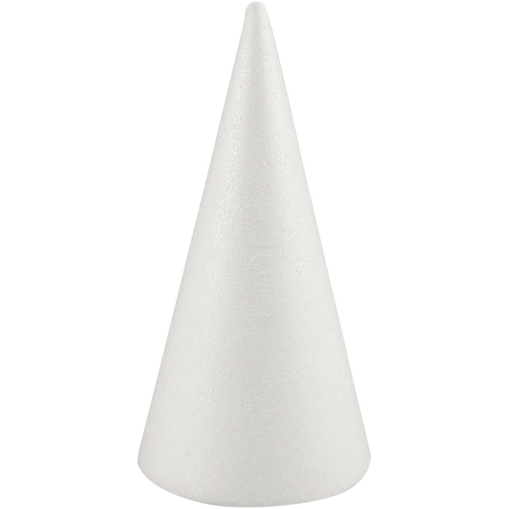 Cônes en polystyrène, H : 19,5 cm, d 7 cm, blanc, 1 pièce [HOB-54362]