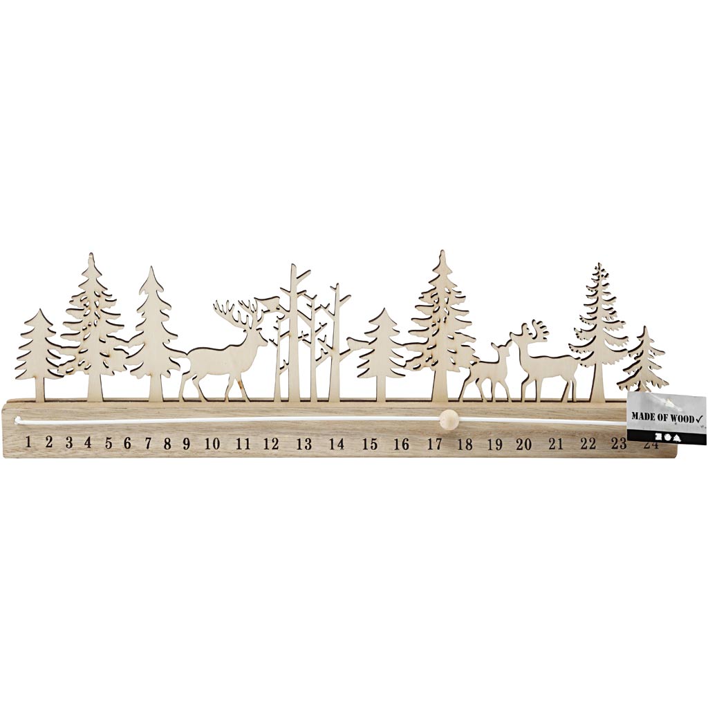 Compte à rebours de l'Avent, H : 12 cm, L : 40 cm, L : 3,6 cm, 1 pièce [HOB-54471]