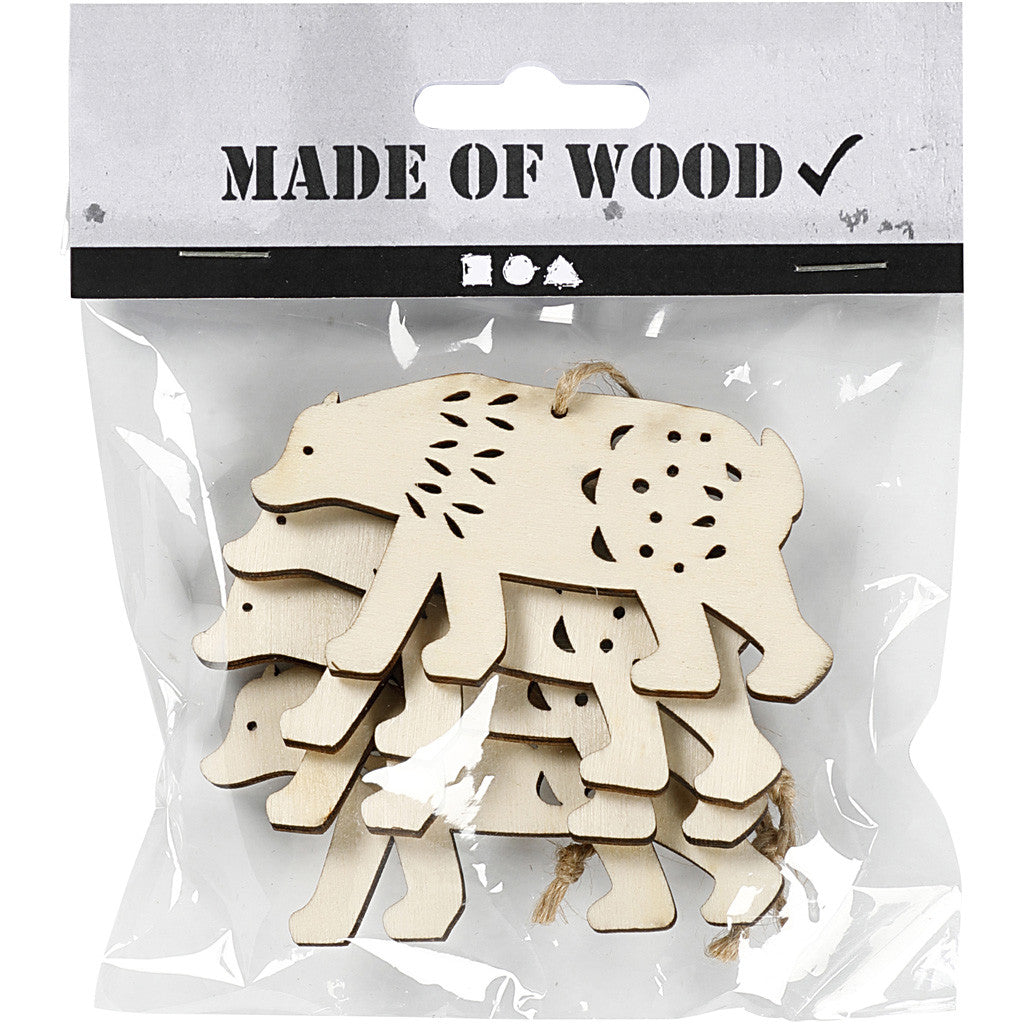 Objet décoratif, ours polaire, H : 4,5 cm, P: 0,5 cm, L : 7,5 cm, 4 pièces/ 1 Pq. [HOB-55320]