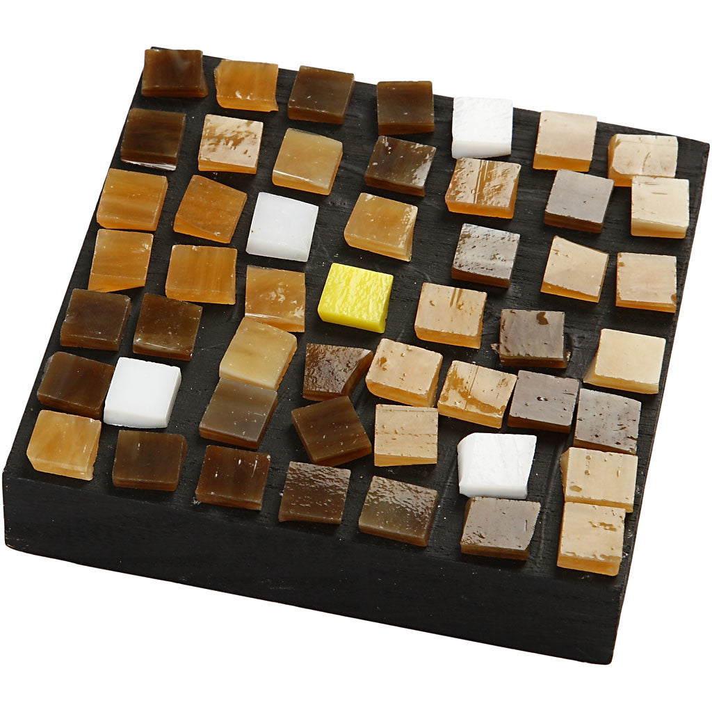 Mosaïques en verre, dim. 10x10 mm, ép. 3 mm, ca. 700 pièce, 454 gr/ 1 Pq. [HOB-55553]