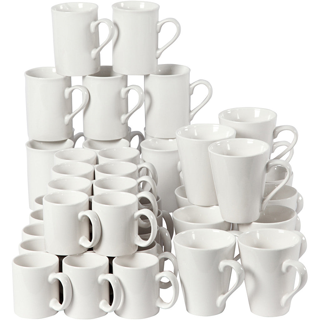 Tasse, H : 7-10 cm, blanc, 48 pièces/ 1 Pq. [HOB-55601]