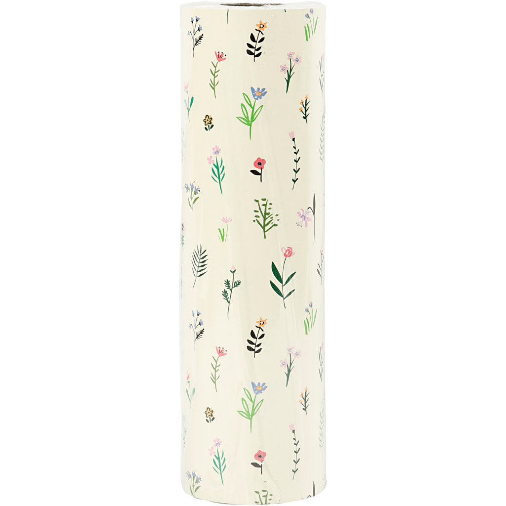 Papier cadeau, Fleurs, L : 50 cm, 80 gr, 100 m/ 1 rouleau [HOB-556432]