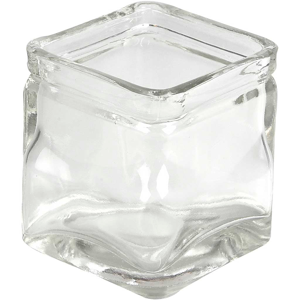 Square Candle Holder, H: 8 cm, size 7,5x7,5 cm, 12 pc