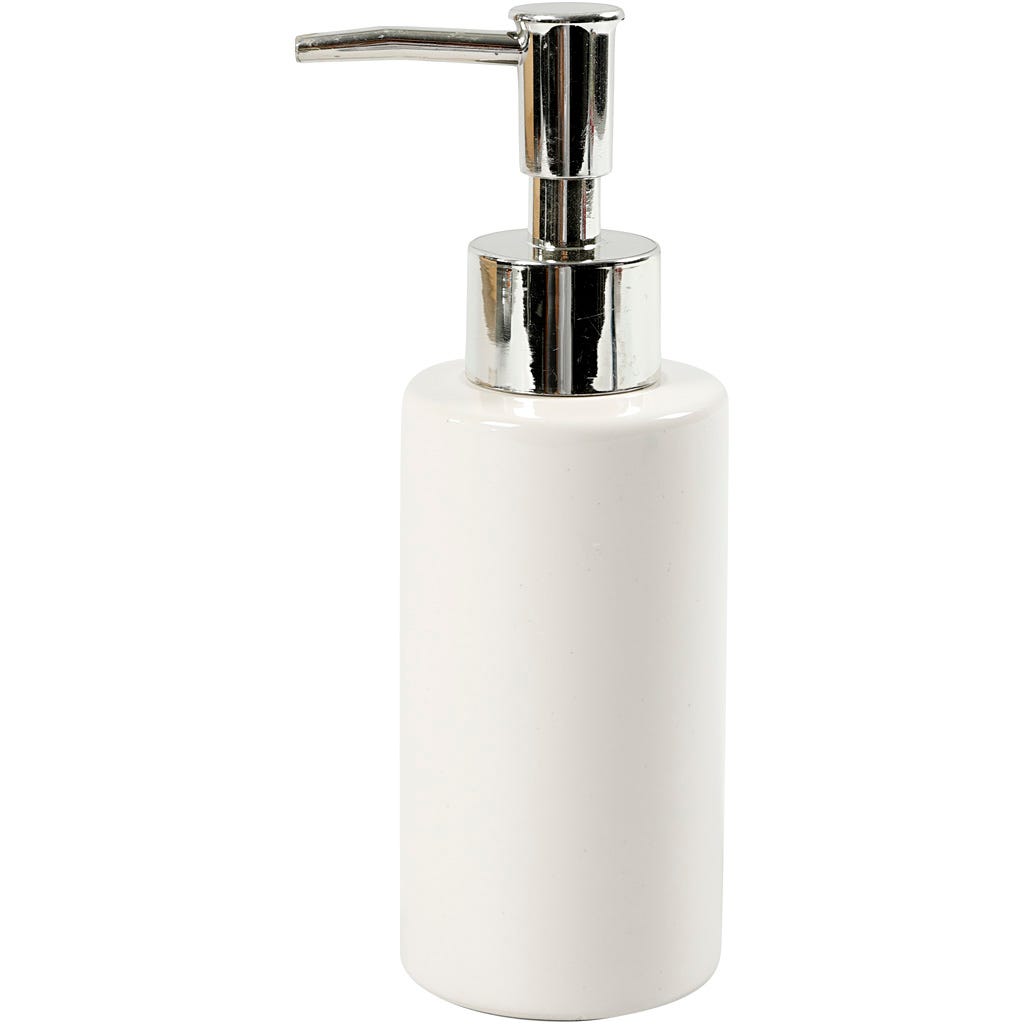 Distributeur de savon, H : 16,5 cm, d 5,5 cm, 150 ml, blanc, 1 pièce [HOB-558650]