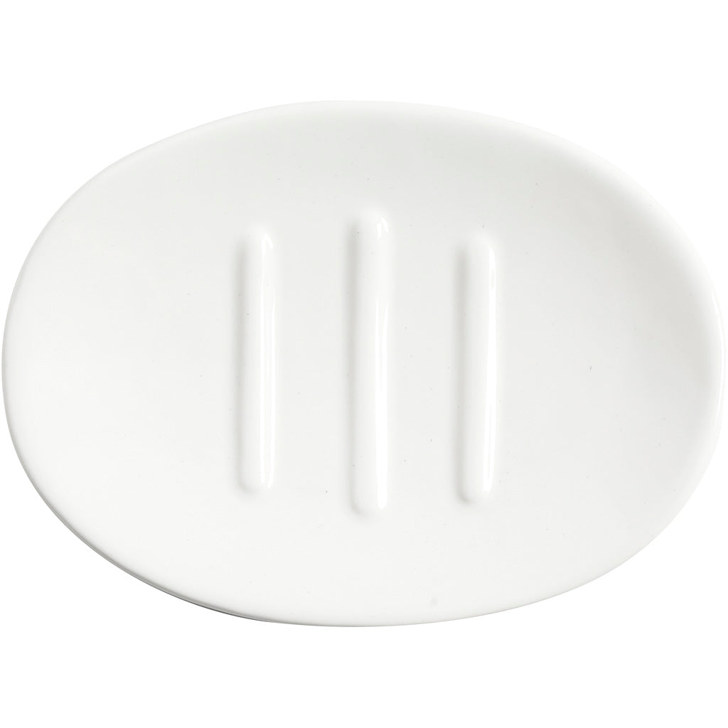 Porte-savons, H : 2,5 cm, L : 13,5 cm, L : 10 cm, blanc, 1 pièce [HOB-558660]