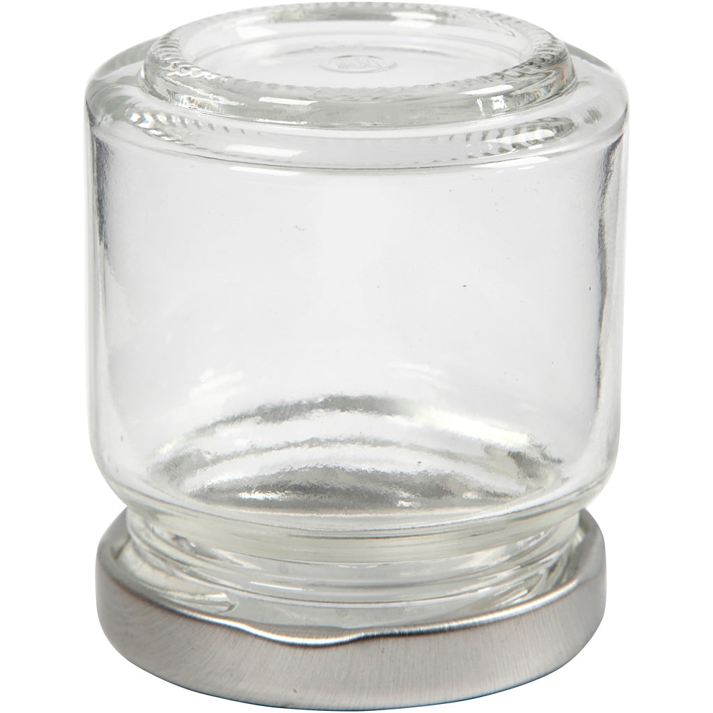 Pot en verre, h: 6,5 cm, d: 5,7 cm, transparent, 12pièces, 100 ml [HOB55907]