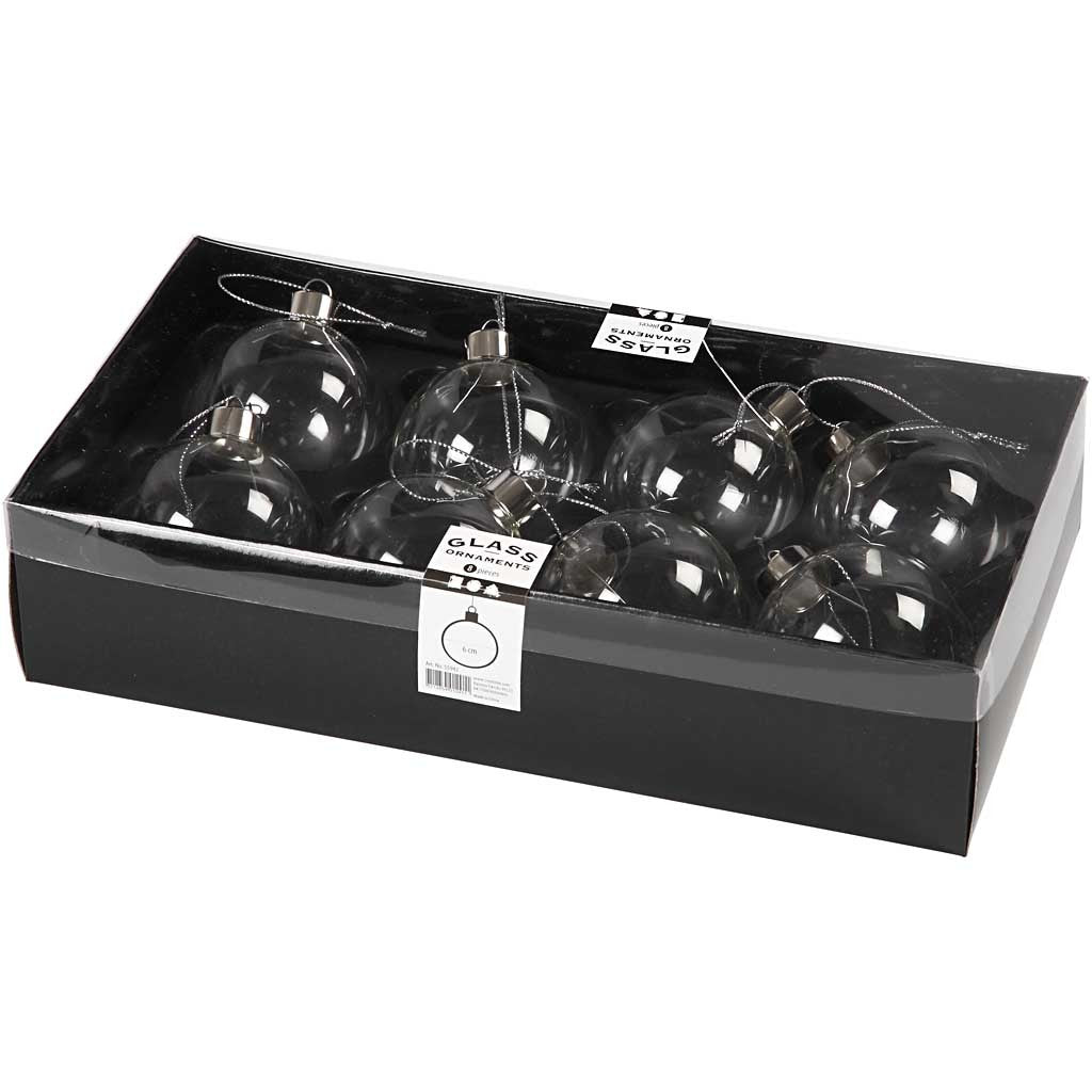 Objet décoratif en verre, H : 6,9 cm, d 5,9 cm, transparent, 8 pièces/ 1 Pq. [HOB-55942]