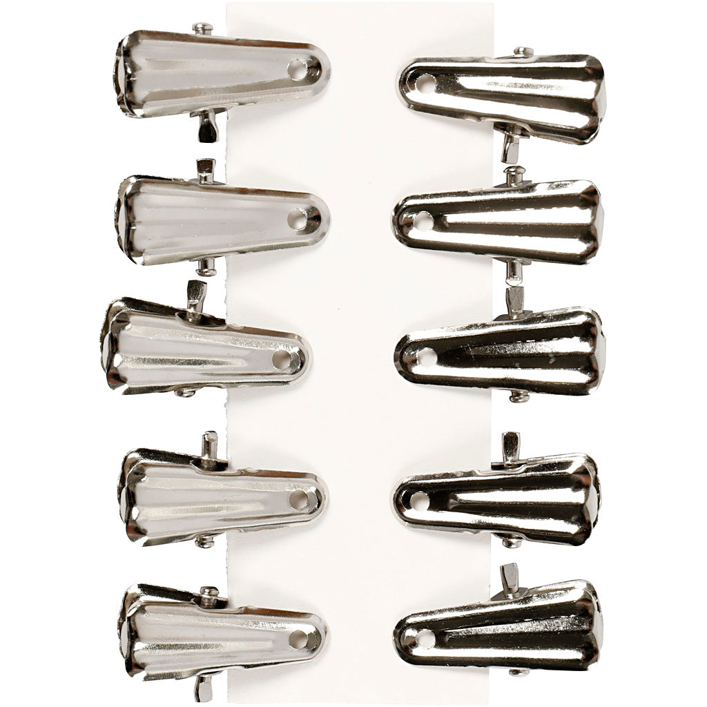 Pince pour décoration, L : 27 mm, L : 14 mm, argent, 10 pièces/ 1 Pq. [HOB-559540]