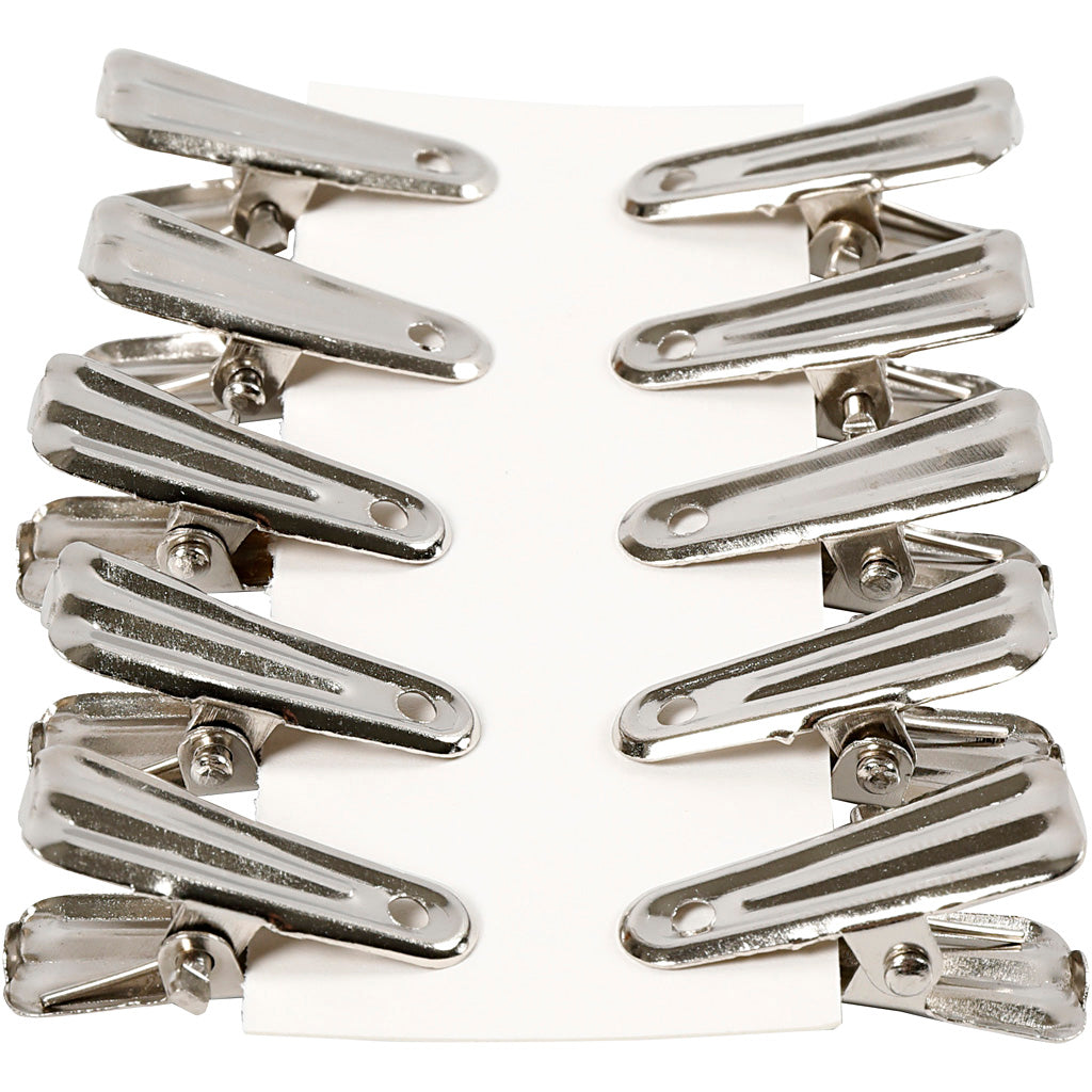Pince pour décoration, L : 27 mm, L : 14 mm, argent, 10 pièces/ 1 Pq. [HOB-559540]