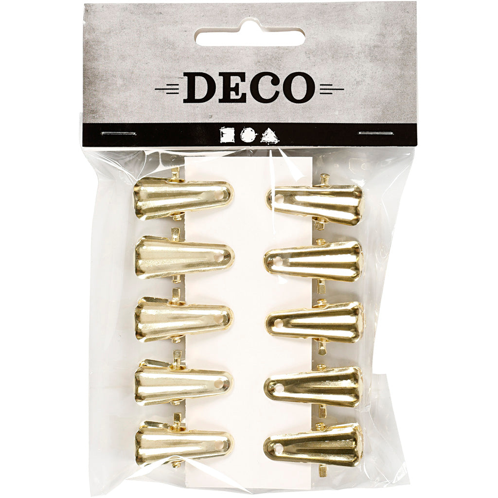 Pince pour décoration, L : 27 mm, L : 14 mm, or, 10 pièces/ 1 Pq. [HOB-559541]