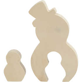 Figurine 2 en 1, bonhommes de neige, H : 7,7+20 cm, P: 2 cm, L : 5,3+11,3 cm, 1 set [HOB-56134]