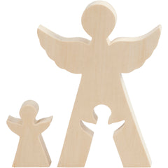 Figurine 2 en 1, anges, H : 7,8+20 cm, P: 2 cm, L : 4,5+14,3 cm, 1 set [HOB-56136]