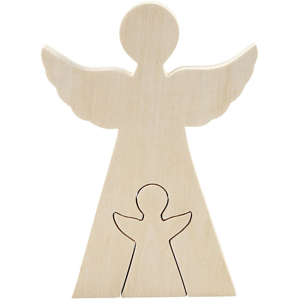 Figurine 2 en 1, anges, H : 7,8+20 cm, P: 2 cm, L : 4,5+14,3 cm, 1 set [HOB-56136]