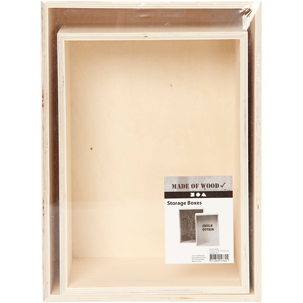 Boîtes de rangement, rectangle, h: 27+31 cm, l: 19,5+22,5 cm, triplex, 2pièces, prof. 12,5 cm [HOB56160]