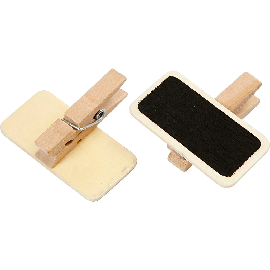Blackboard with clothes peg, size 4x2 cm, 12 pc