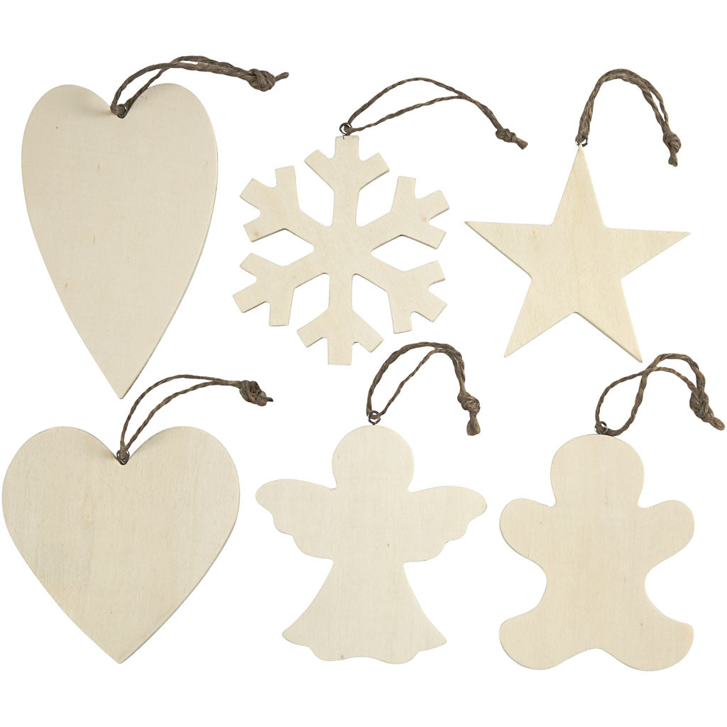 Christmas Ornaments, size 9-11 cm, thickness 4 mm, 6 pc
