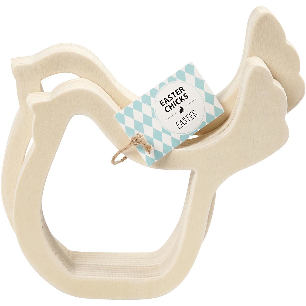 Poule de Pâques, H : 13 cm, P: 2 cm, L : 13 cm, 2 pièces/ 1 Pq. [HOB-56434]