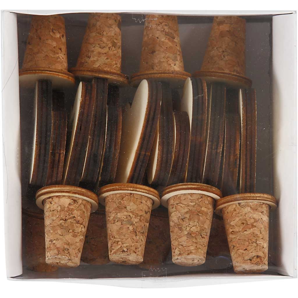 Bouchon en liège, H: 9 cm, d 15-20 mm, 12 pièce/ 1 Pq. [HOB-56477]