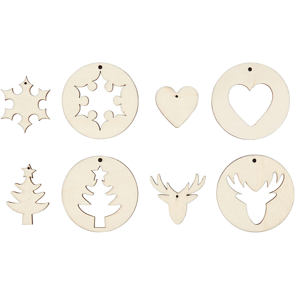 Décorations 2-en-1 à suspendre, d 7 cm, diamètre intérieur 3 mm, ép. 4 mm, 8 pièces/ 1 Pq. [HOB-565090]