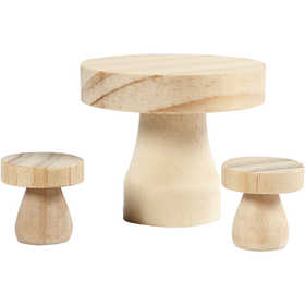Table champignon avec chaises, dim. 2,5x2,5 cm, 1 set [HOB-56513]