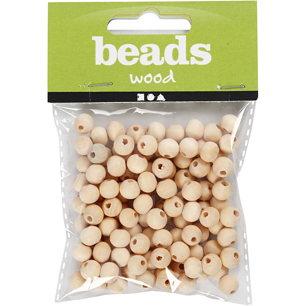 Perle en bois, d 8 mm, diamètre intérieur 2 mm, 100 pièces/ 1 Pq. [HOB-566620]