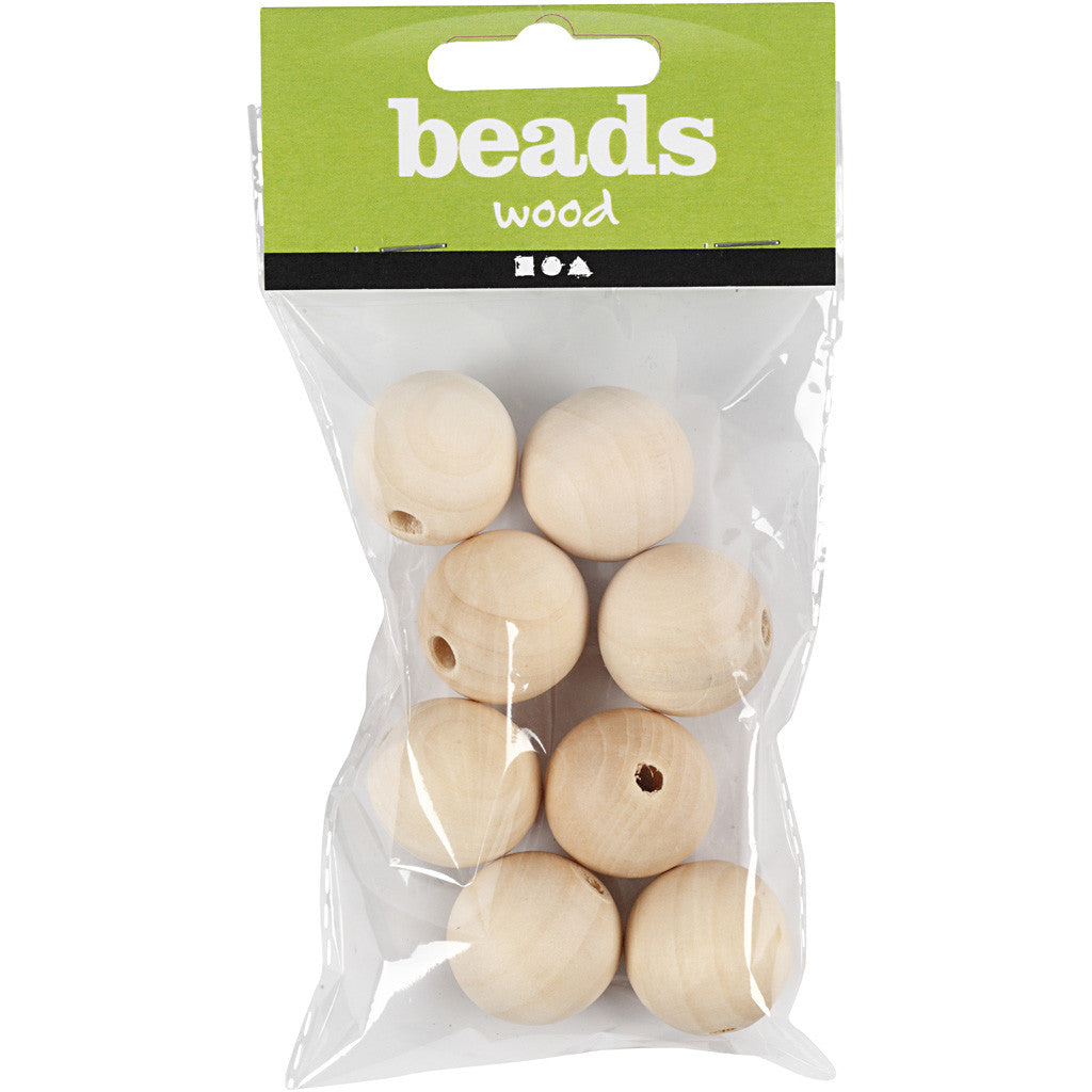 Perle en bois, d 25 mm, diamètre intérieur 4,5 mm, 8pièce/ 1 Pq. [HOB-566700]