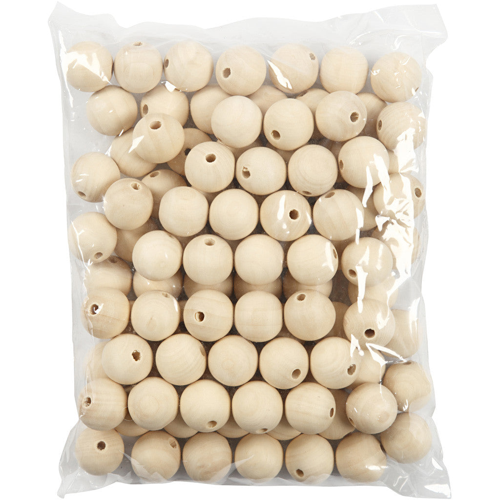 Perle en bois, d 25 mm, diamètre intérieur 4,5 mm, 100 pièces/ 1 Pq. [HOB-566710]
