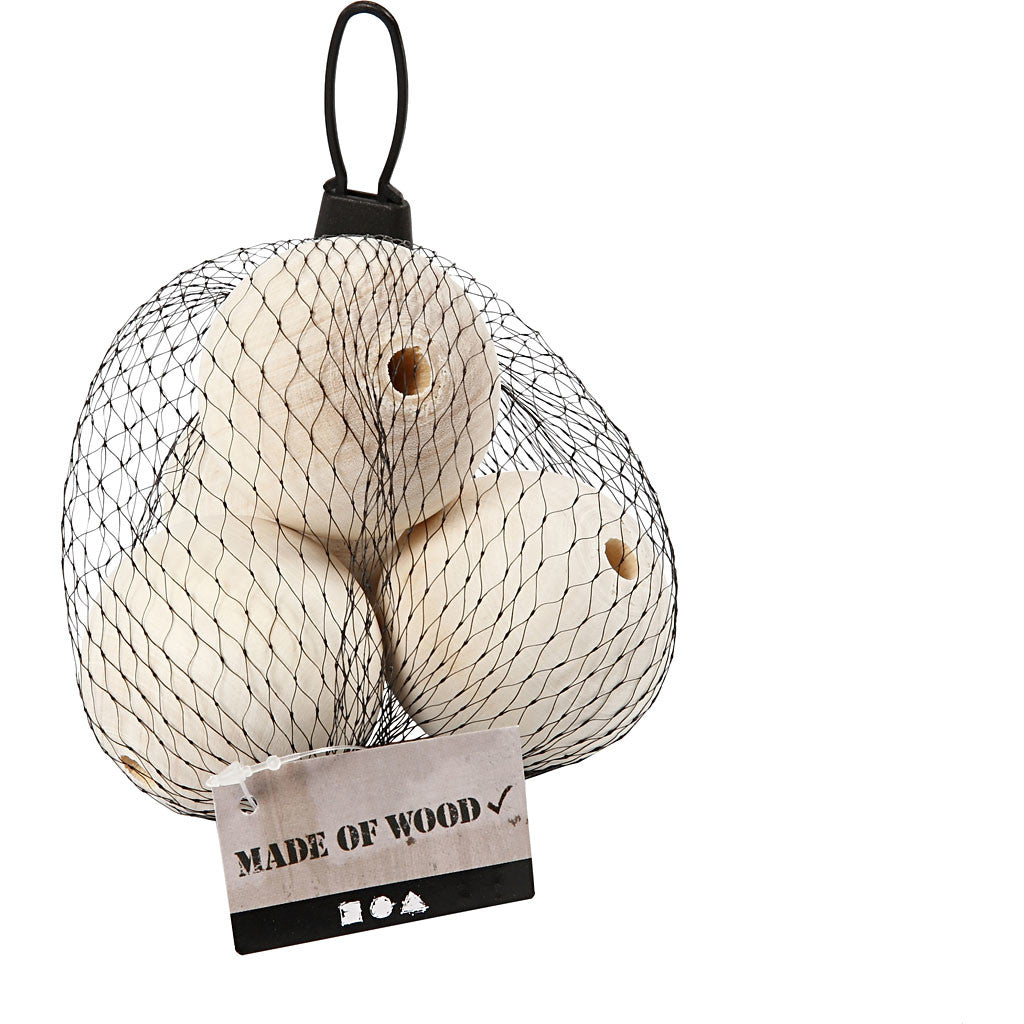 Perle en bois, d 50 mm, diamètre intérieur 8 mm, 4 pièces/ 1 Pq. [HOB-56678]