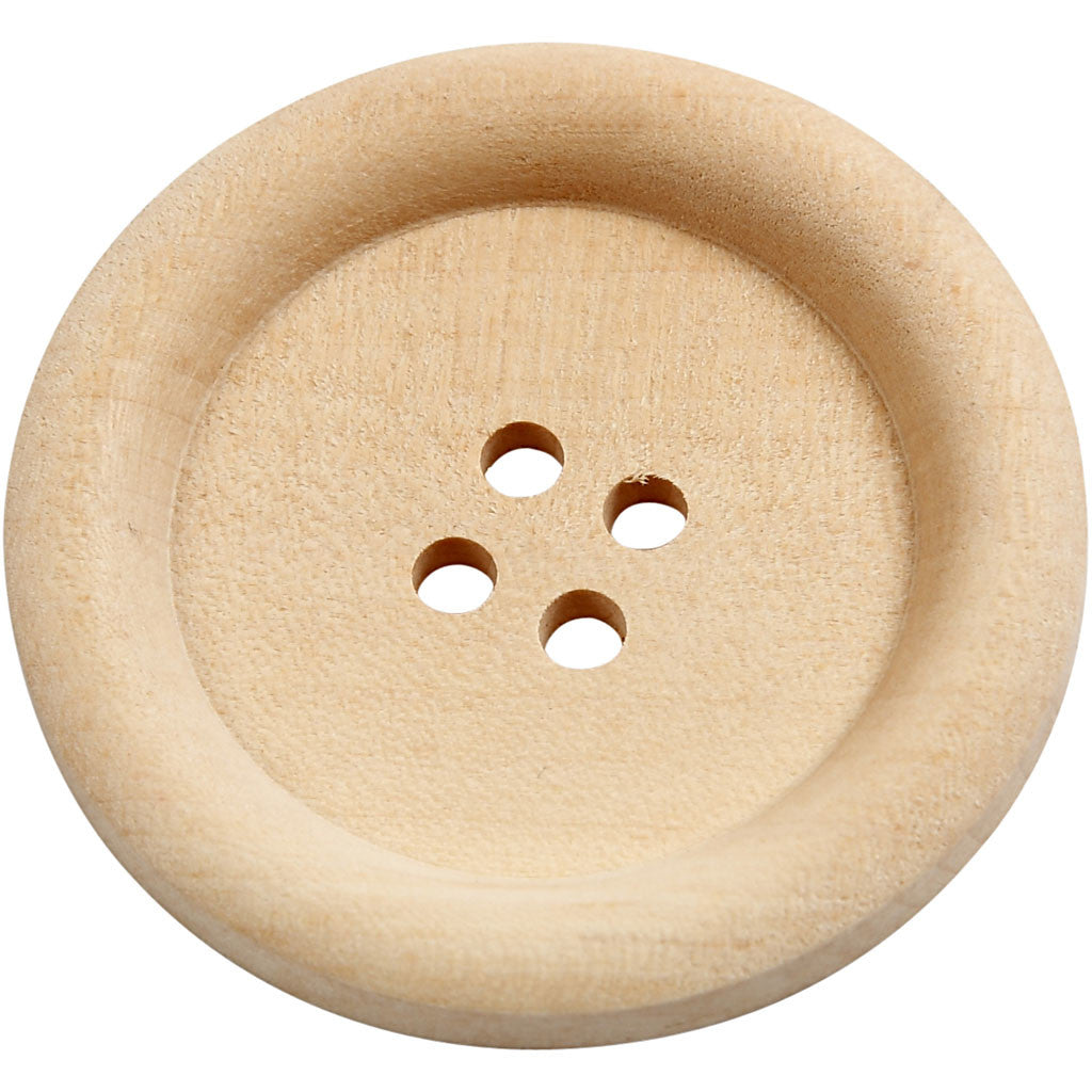 Boutons en bois, d 35 mm, diamètre intérieur 2 mm, 4 trous, 10 pièces/ 1 Pq. [HOB-56687]
