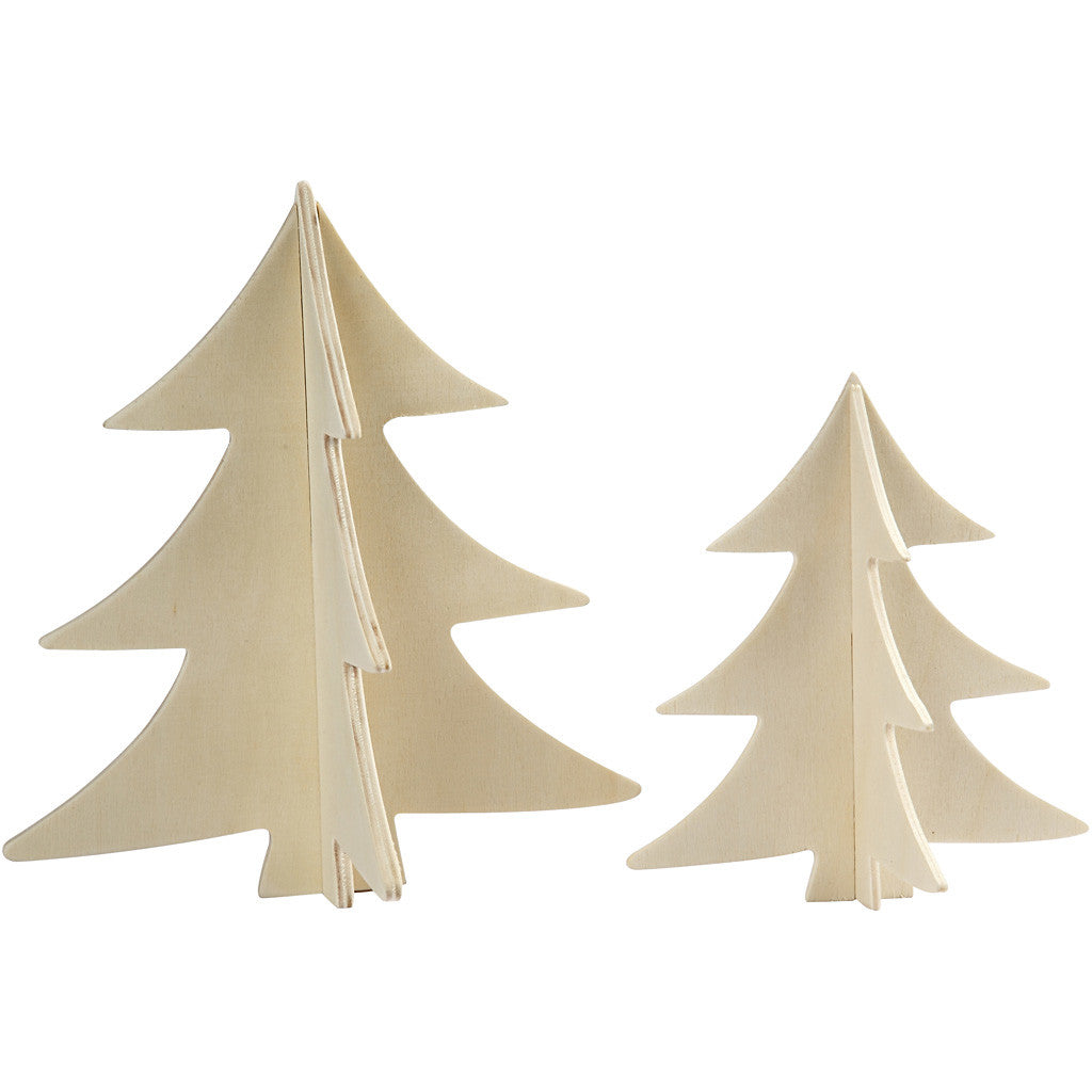 Sapins de Noël, H : 13+18 cm, 2 pièces/ 1 Pq. [HOB-56712]