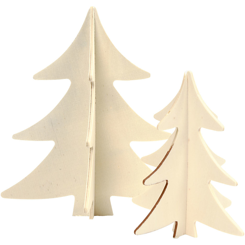 Sapins de Noël, H : 13+18 cm, 2 pièces/ 1 Pq. [HOB-56712]
