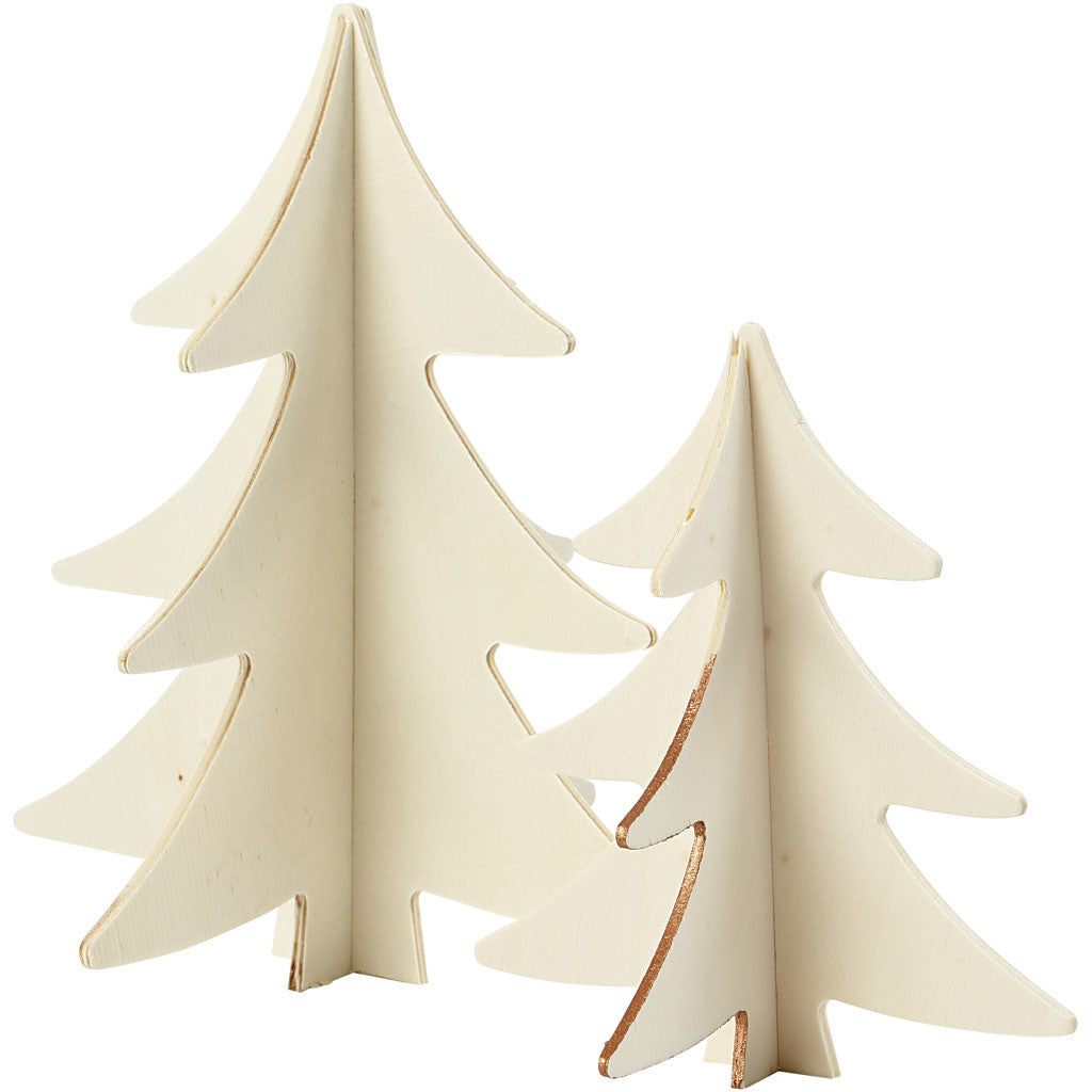 Sapins de Noël, H : 13+18 cm, 2 pièces/ 1 Pq. [HOB-56712]