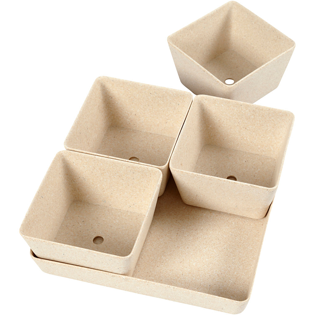 Pots de fleurs, H : 8 cm, P: 19,5 cm, L : 19,5 cm, 1 set [HOB-56866]