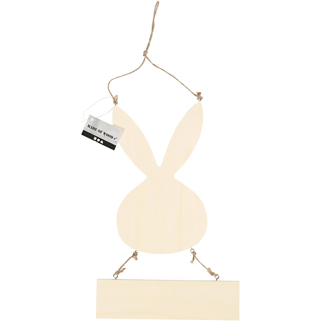 Lapin avec panneau, H : 29,5 cm, L : 19,2 cm, 1 pièce [HOB-56908]