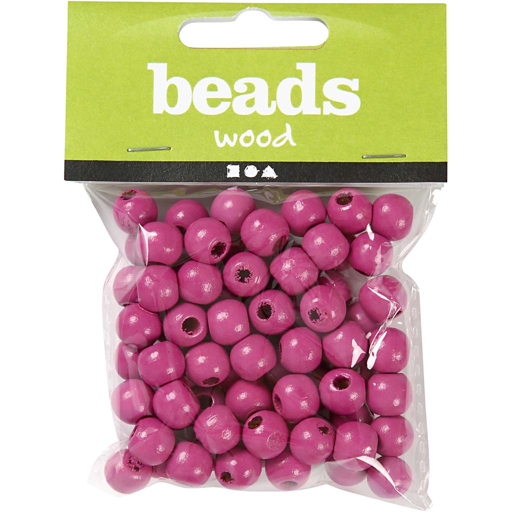 Perles en bois, rose, d 12 mm, diamètre intérieur 3 mm, 22 gr/ 1 Pq., 40 pièce [HOB-570416]