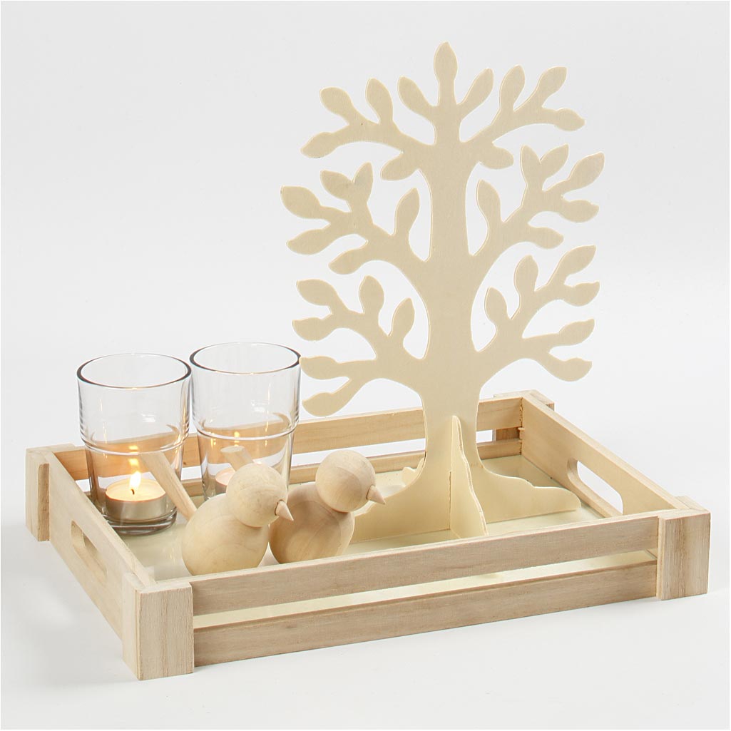 Arbre en Bois, dim. 30x21,5 cm, ép. 2 mm, 10 pièces/ 1 Pq. [HOB-57483]