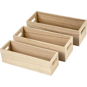 Bacs de rangement, H : 6,5-7,5 cm, L : 22+23,5+25 cm, L : 6,5+7,5+8,5 cm, 3 pièces/ 1 set [HOB-57697]