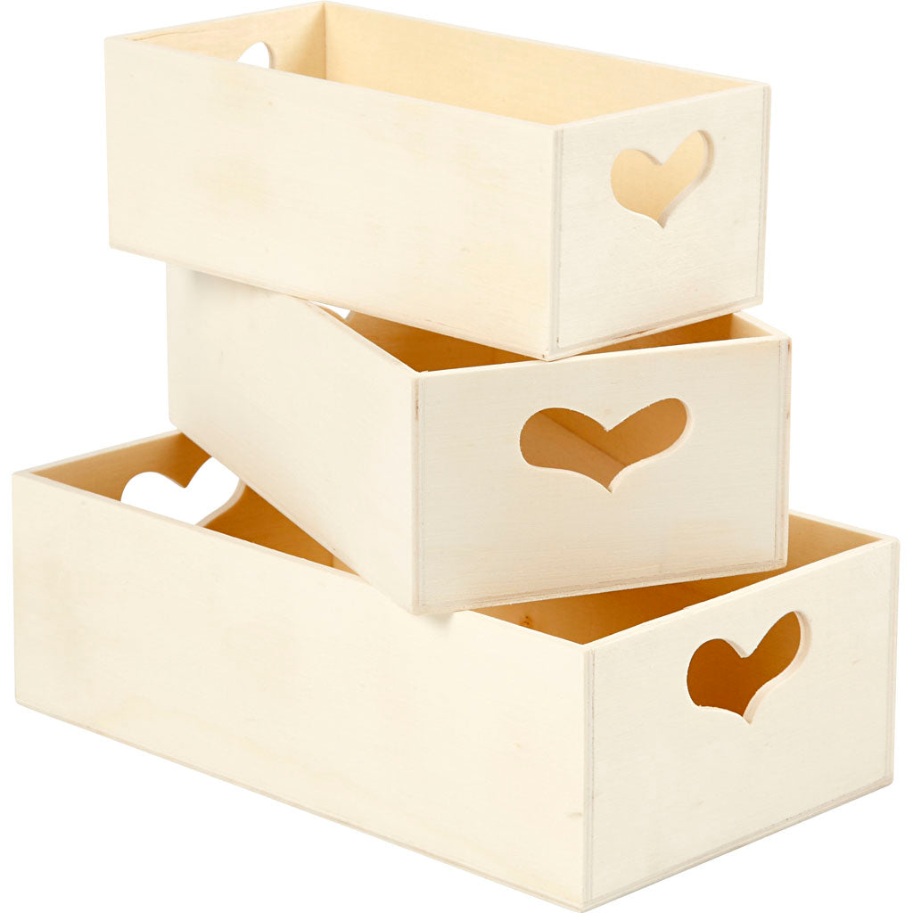 Storage Boxes, H: 6,3+5,8+5,5 cm, L: 20,5+18+15,8 cm, W: 11,5+9,8+7,8 cm/ 1 set